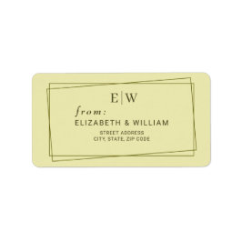 Elegant Frame on Celestial Yellow Monogram Wedding ラベル