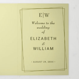 Elegant Frame on Celestial Yellow Monogram Wedding 三つ折りプログラム