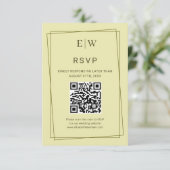 Elegant Frame on Celestial Yellow Monogram Wedding 出欠カード (スタンド正面)
