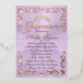 Elegant Frame & Photo on Lavender Quinceanera  箔招待状 (正面)