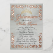 Elegant Frame & Photo on Pastel Green Quinceanera  箔招待状 (正面)