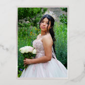 Elegant Frame & Photo on Pastel Pink Quinceanera  箔招待状 (裏面)