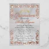 Elegant Frame & Photo on White Quinceanera  箔招待状 (正面)