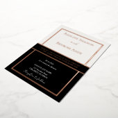 Elegant Framed Ivory & Black Design Gold Rose 箔招待状 (回転した状態)