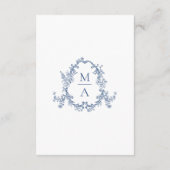 Elegant French Blue Floral Wedding Details エンクロージャーカード (裏面)
