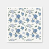 Elegant French Blue Rose Watercolor Pattern スタンダードカクテルナプキン (正面)