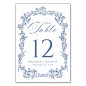 Elegant French Blue Victorian Floral Wedding テーブルナンバー (正面)