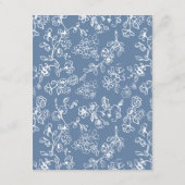 Elegant French Blue Vintage Floral Wedding エンクロージャーカード (裏面)