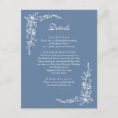 Elegant French Blue Vintage Floral Wedding エンクロージャーカード (正面)
