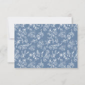 Elegant French Blue Vintage Floral Wedding 出欠カード (裏面)