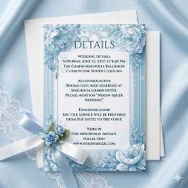 Elegant French Blue White Floral Shabby Chic Decor エンクロージャーカード