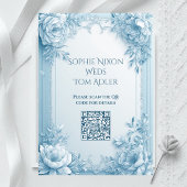 Elegant French Blue White Floral Shabby Chic Decor エンクロージャーカード