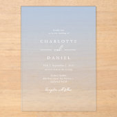 Elegant French BlueGradient Acrylic Wedding アクリル招待状 (正面)