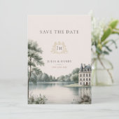 Elegant French Château Monogram Wedding  セーブザデート (スタンド正面)