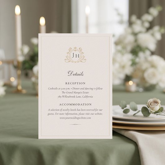 Elegant French Château Monogram Wedding Details エンクロージャーカード
