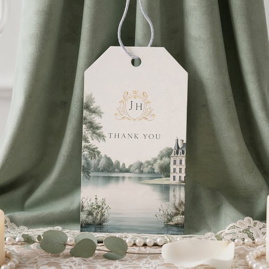 Elegant French Château Monogram Wedding Gift Tag ギフトタグ