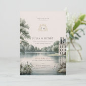 Elegant French Château Monogram Wedding Invitation 招待状 (スタンド正面)