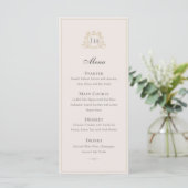 Elegant French Château Monogram Wedding Menu Card メニュー (スタンド正面)