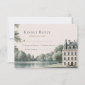 Elegant French Château Monogram Wedding RSVP (正面)