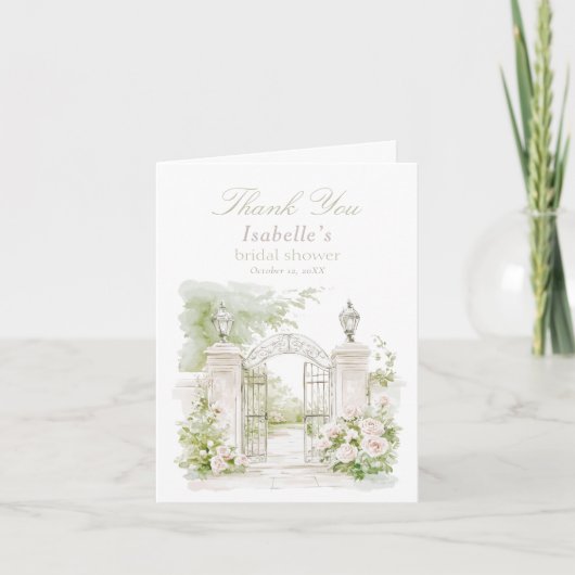 Elegant French Chateau Pastel Bridal Garden サンキューカード (正面)