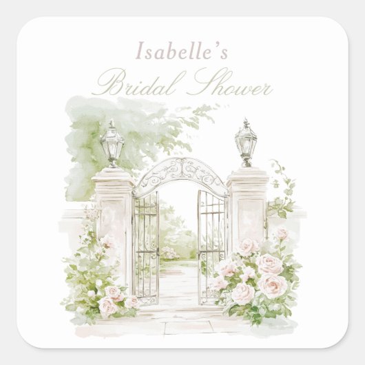 Elegant French Chateau Pastel Bridal Garden  スクエアシール (正面)