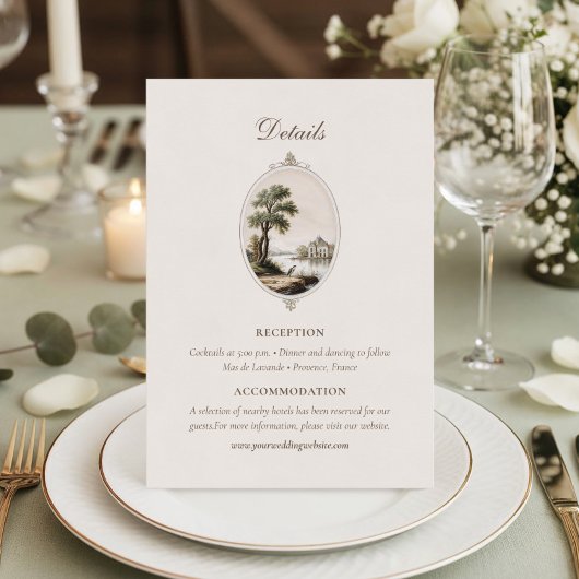 Elegant French Chateau Wedding Details  エンクロージャーカード