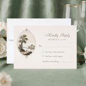 Elegant French Chateau Wedding Response Card 出欠カード