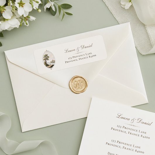 Elegant French Chateau Wedding Return Address ラベル