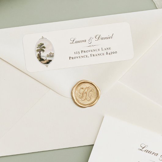 Elegant French Chateau Wedding Return Address ラベル