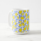 Elegant French Country Lemon Blue Botanical コーヒーマグカップ (正面左)