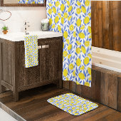 Elegant French Country Lemon Blue Botanical バスマット