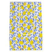 Elegant French Country Lemon Blue Botanical ミディアムペーパーバッグ (裏面)