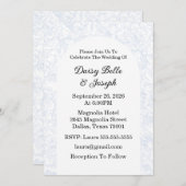 Elegant French Floral Blue 招待状 (正面/裏面)