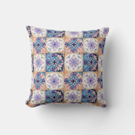 Elegant French Floral Tile Pattern – Watercolor-In クッション