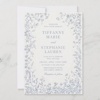 Elegant French Floral Wedding Invitation 招待状