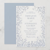 Elegant French Floral Wedding Invitation 招待状 (正面/裏面)