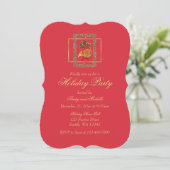 Elegant French Horn Christmas Cherry Red Flat Card (スタンド正面)