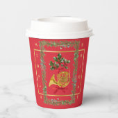 Elegant French Horn Christmas Cherry Red Paper Cup 紙コップ (裏面)