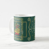 Elegant French Horn Christmas Dark Green コーヒーマグカップ (正面左)