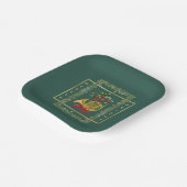 Elegant French Horn Christmas Dark Green ペーパープレート (傾斜あり)