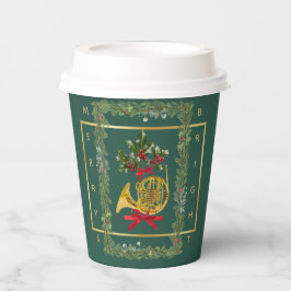 Elegant French Horn Christmas Dark Green 紙コップ