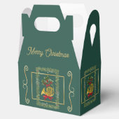 Elegant French Horn Christmas Dk Green Favor Boxes フェイバーボックス (オープン)
