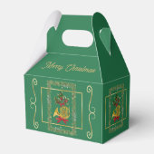 Elegant French Horn Christmas Green Favor Boxes フェイバーボックス (裏面サイド)