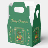 Elegant French Horn Christmas Green Favor Boxes フェイバーボックス (オープン)