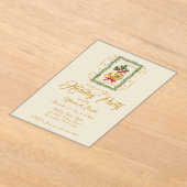 Elegant French Horn Christmas Irish Cream アクリル招待状 (レイダウン)