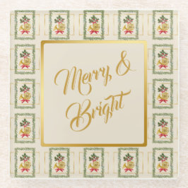 Elegant French Horn Christmas Irish Cream ガラスコースター