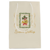 Elegant French Horn Christmas Irish Cream Gift Bag ミディアムペーパーバッグ (正面)