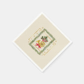 Elegant French Horn Christmas Irish Cream Paper スタンダードカクテルナプキン (角)