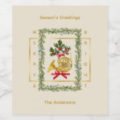 Elegant French Horn Christmas Irish Cream Paper ワインラベル (シングルラベル)