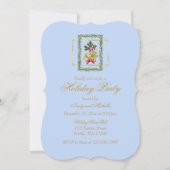 Elegant French Horn Christmas Light Blue Flat Card (正面)
